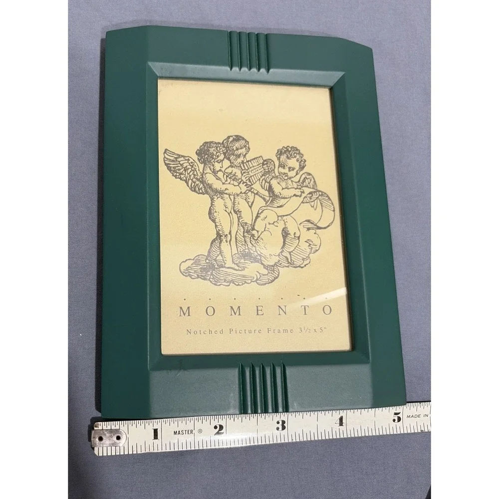 Lot of 3 Vintage Momento Green Notched Picture Frames 3.5x5 Postmodern 1990s